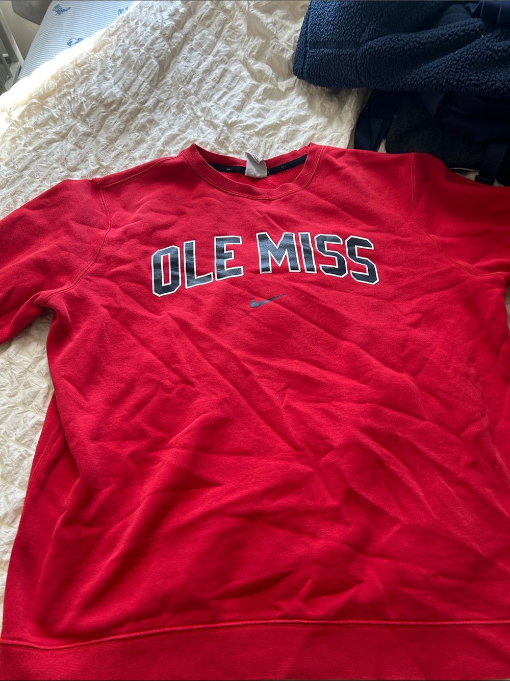 Nike mens Ole Miss Red Crewneck Sweatshirt